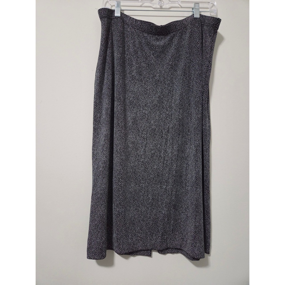Softwear‎ by Mark Singer Womens XL Black White Textured Midi Skirt Made in USA
